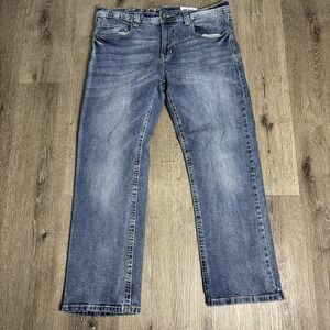 TK Axel Slim Boot Cut Med‎ Wash Blue Jeans Mens 36x29 Stretch Denim